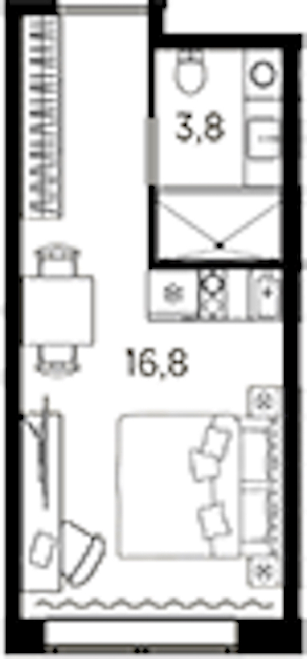 Квартира студия 20.6 м², 2/13 эт., ЖК «AVENIR Industrial»